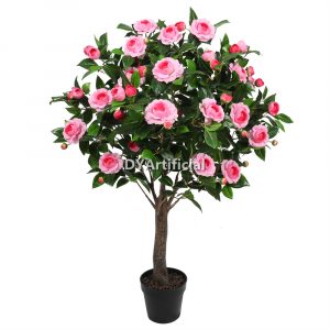 tcc 132 artificial camellia tree in dark pink 130cm