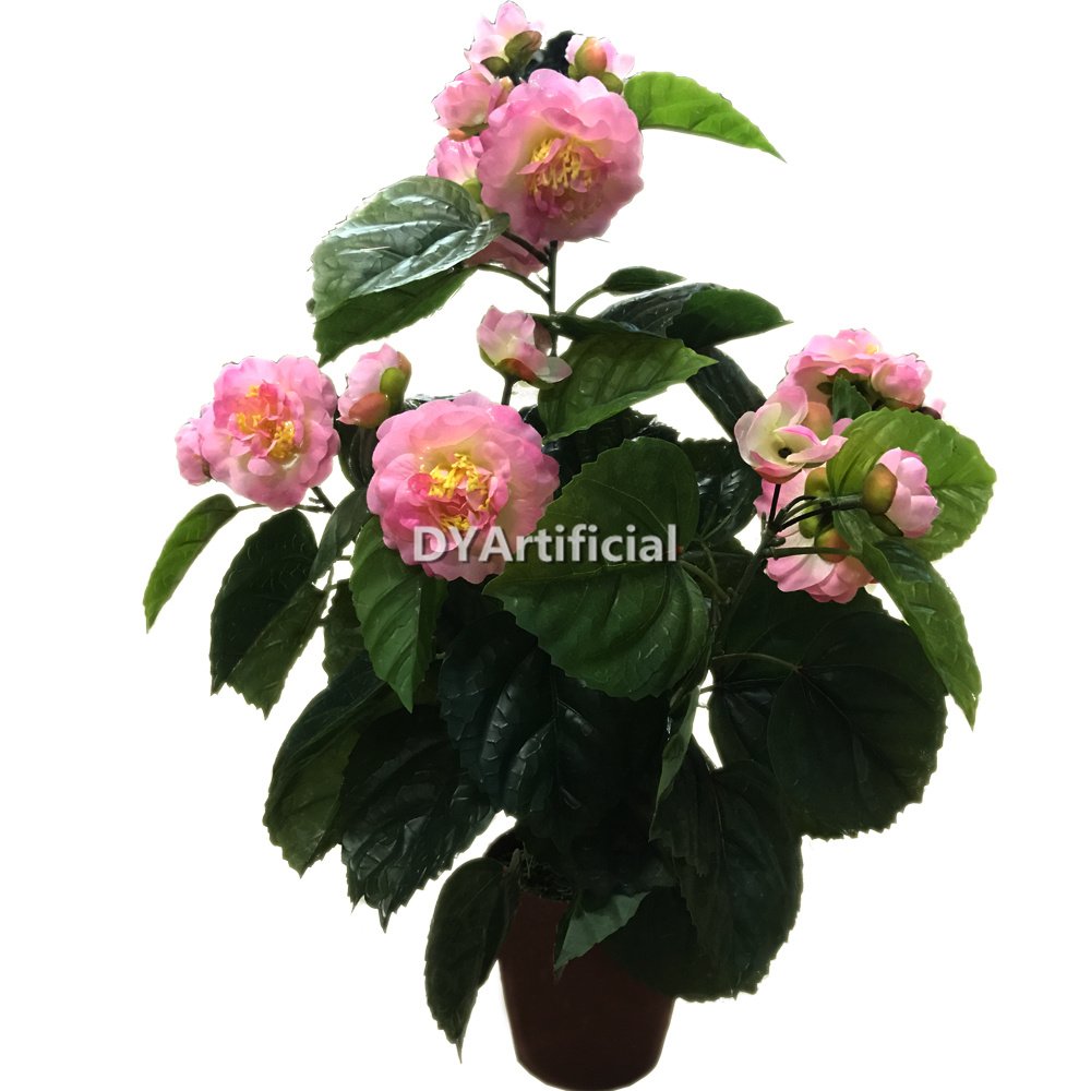 tcc 64 artificial camellia plant pink flower 65cm indoor