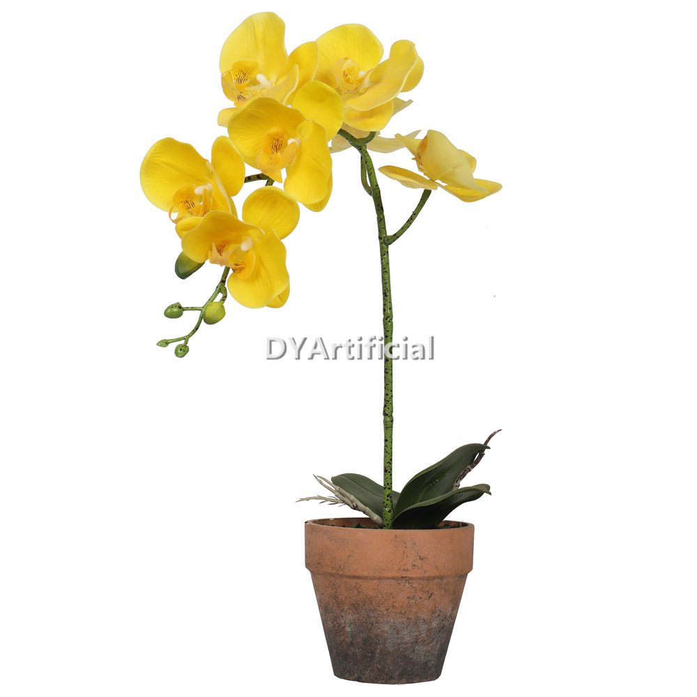 tcm 18 artificial potted orchids 46cm yellow