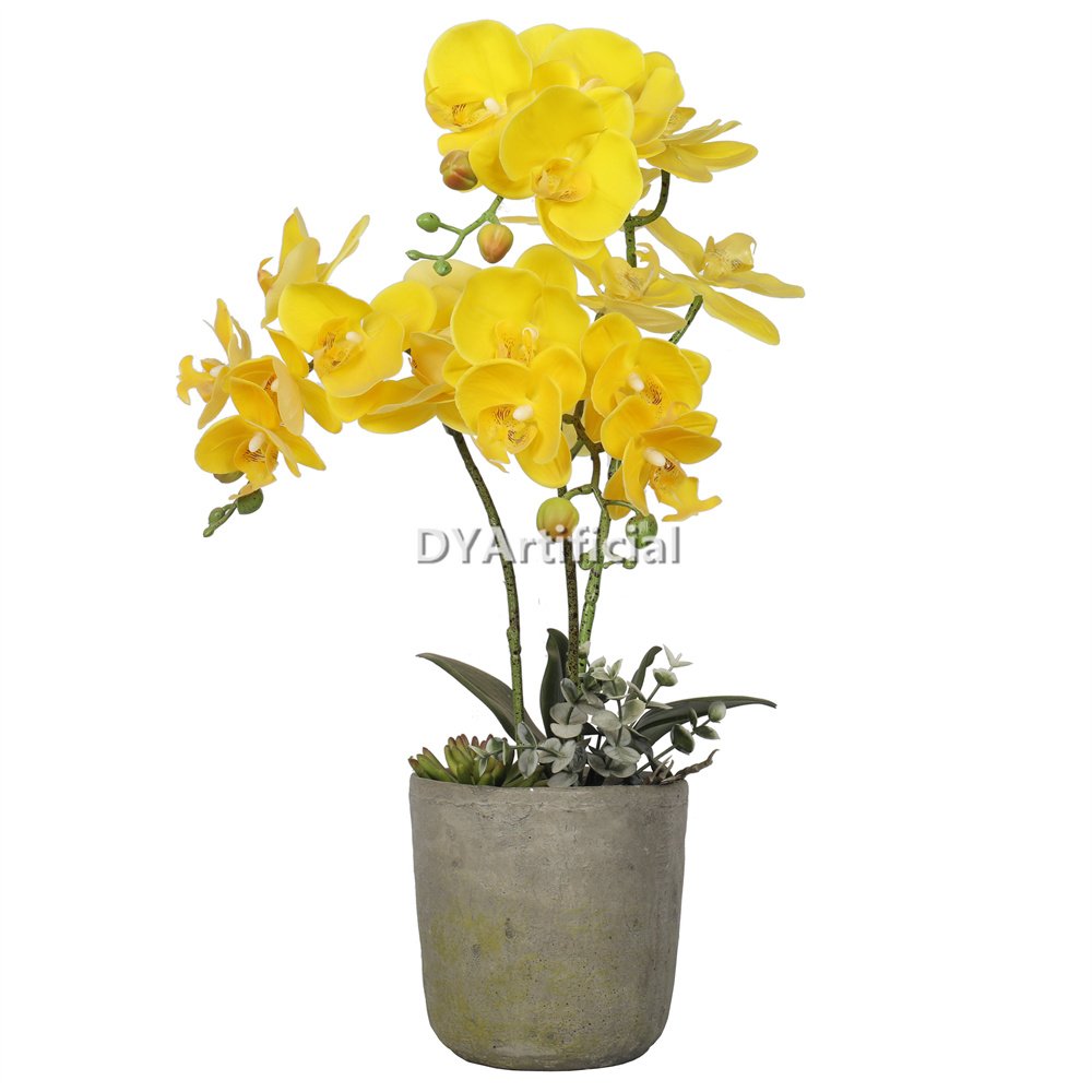 tcm 30 artificial potted orchids 54cm yellow
