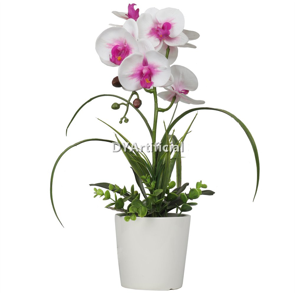 tcm 35 artificial potted orchids 46cm indoor pink white 1