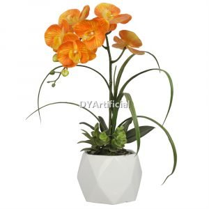 tcm 55 artificial potted orchids 50cm indoor orange