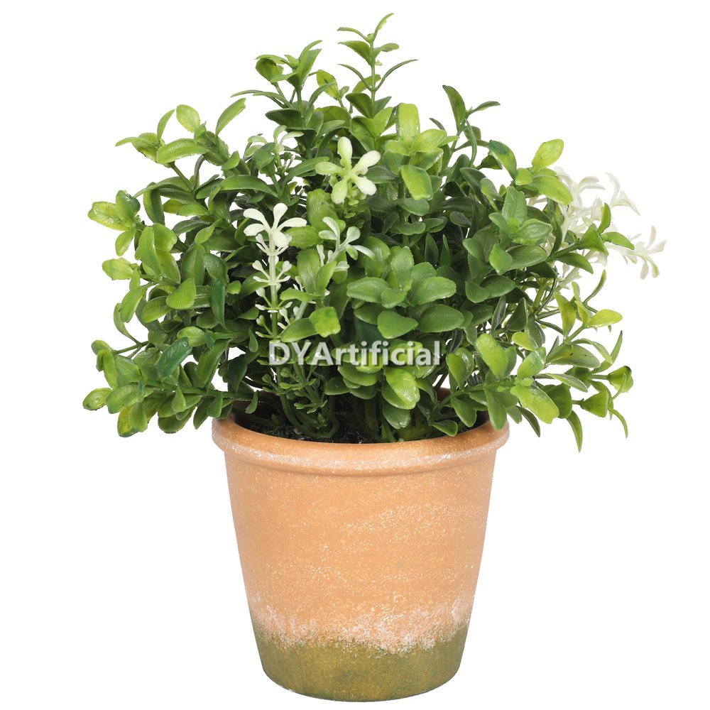 dypa 111 potted artificial buxus plants 22cm with white flowers