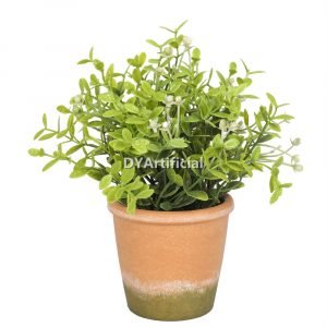 dypa 113 potted artificial buxus plants 22cm with white flowers