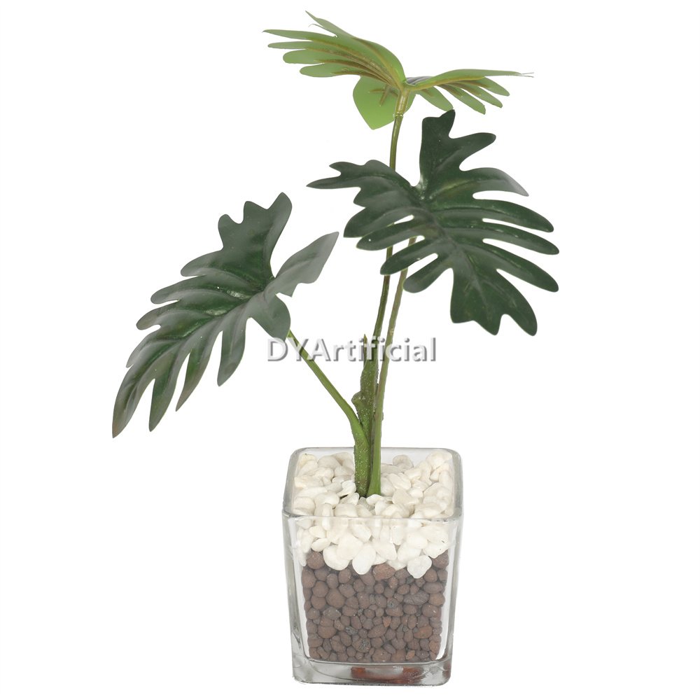 dypa 130 artificial mini philo plants 26cm with glass planter 1