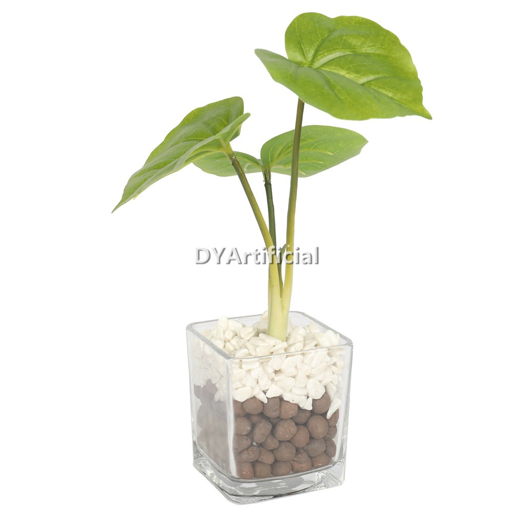 dypa 132 artificial taro 23cm with glass planter