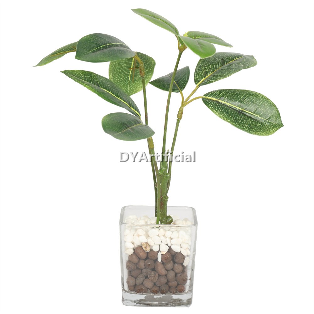 dypa 135 artificial mmini leafy plants 26cm with glass planter 1
