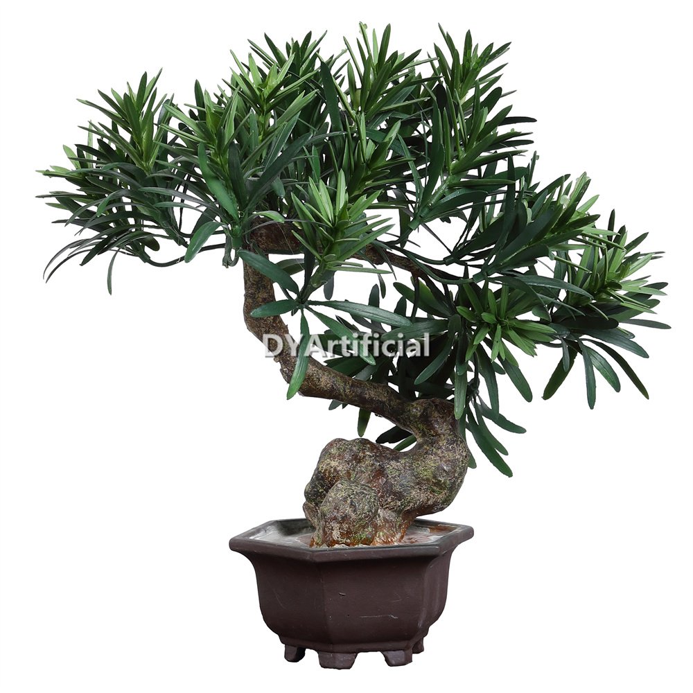 dypb 18 28cm height artificial buddhist leaf pine bonsai detail