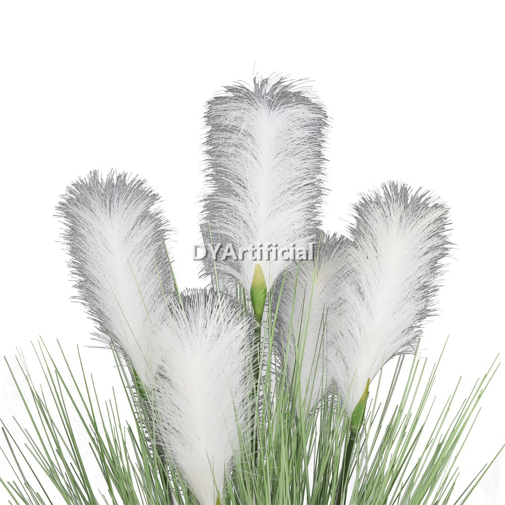 tcj 30 90cm height artificial grass plants with white bulrush details 2白底