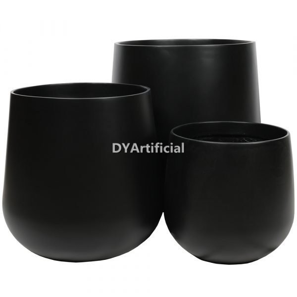 tpo 72 black color fiberglass round flower pot