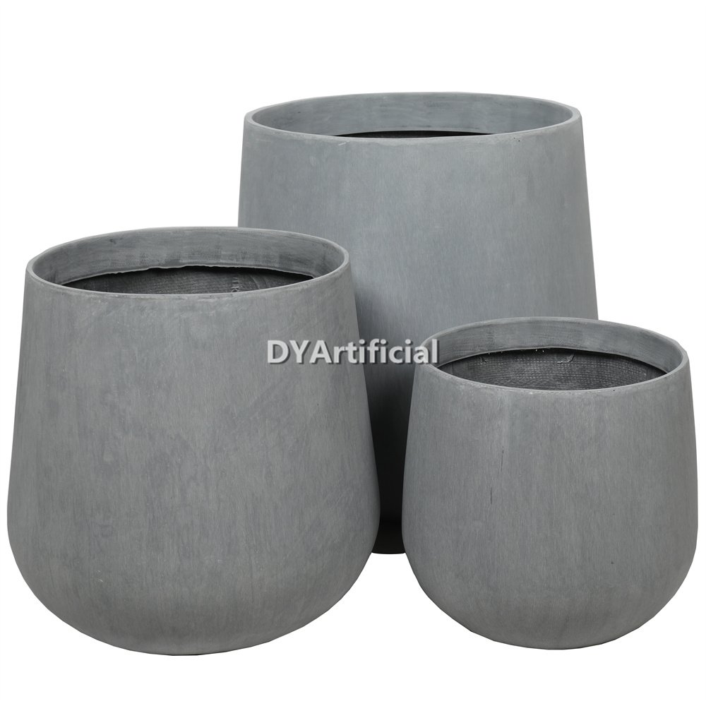 tpo 72 cement grey color fiberglass round flower pot