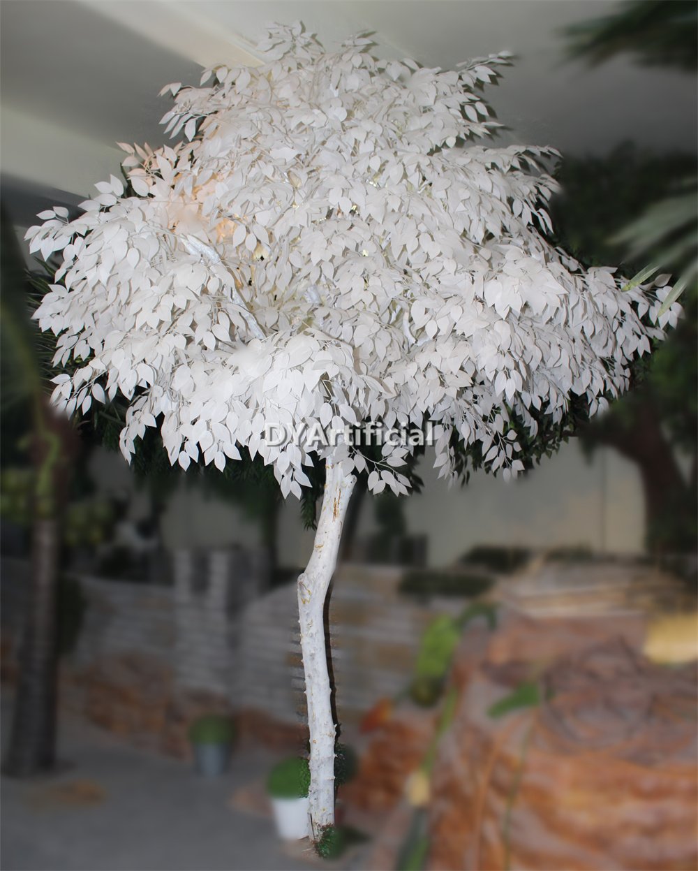 customized artificial ficus tree in white