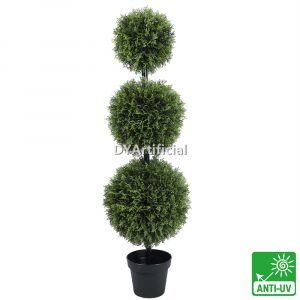 120CM Height Artificial Cedar Triple Ball Tree with Steel Pipe