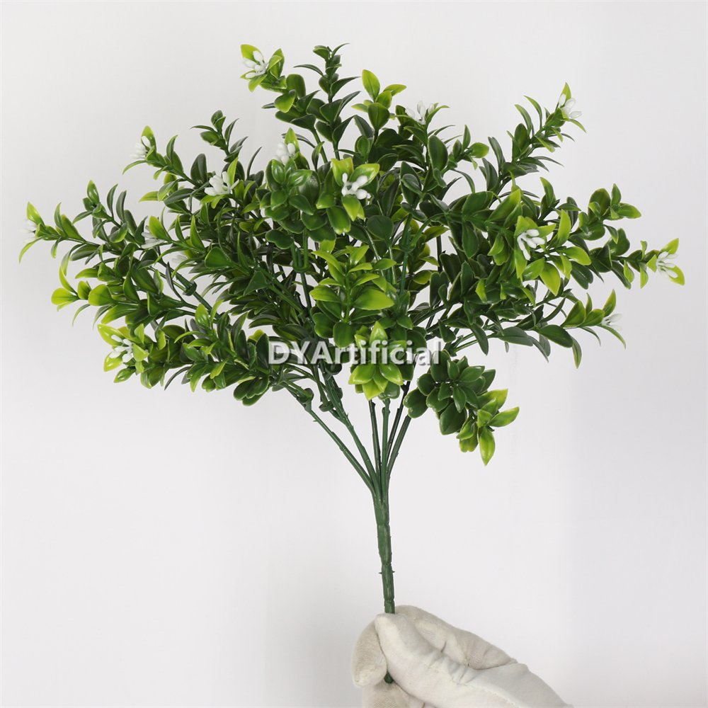 dlvs 377 fresh green boxwood with white flower 32cm length outdoor uv 3