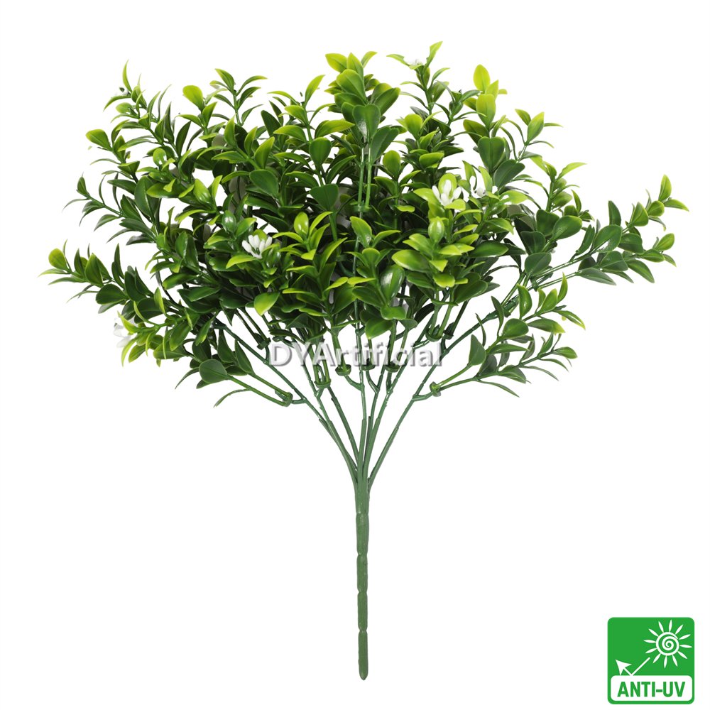 dlvs 377 fresh green boxwood with white flower 32cm length outdoor uv