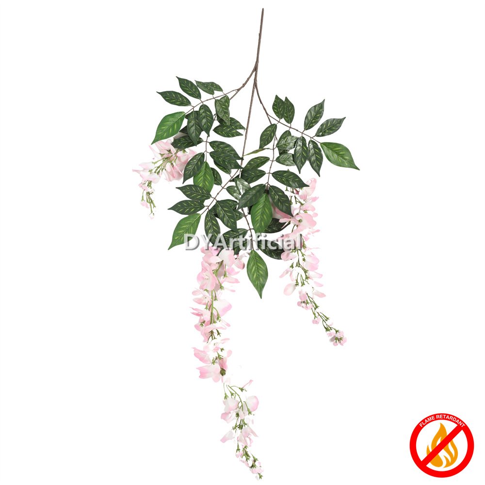 dyti 117 premium artificial wisteria blossom in pink 100cm fire retardant