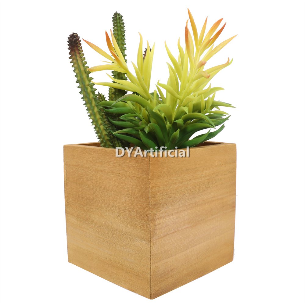 dyjt 3 d artificial succulent plants in wooden pots 22cm 2
