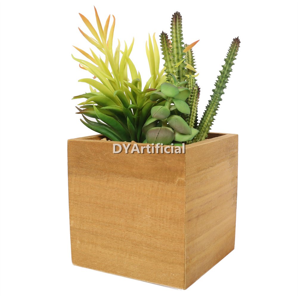 dyjt 3 d artificial succulent plants in wooden pots 22cm