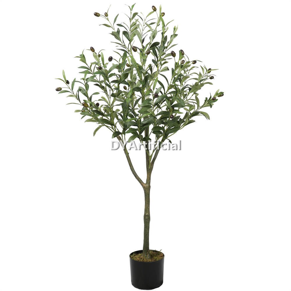 a sample of a beautiful artificial olive silk tree on a pot with fruits