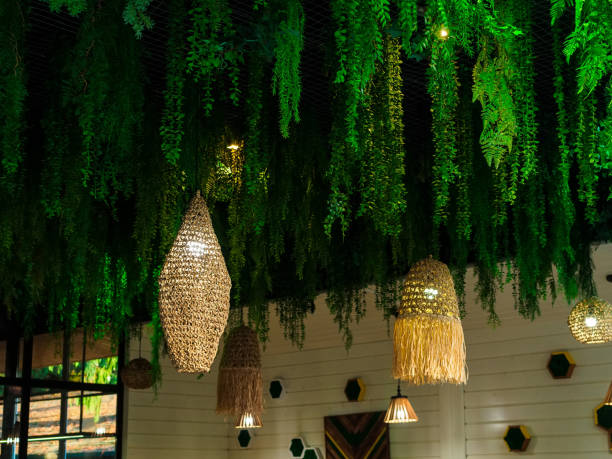 artificial hanging plants with lights