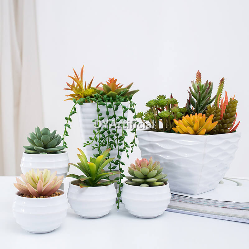 beautiful artificial succulent plants in pots