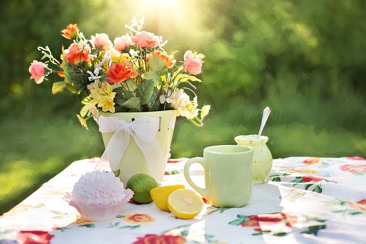 artificial flowers under sun in a garden