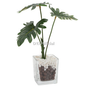 Artificial Mini Philo Plants 26CM with Glass Planter