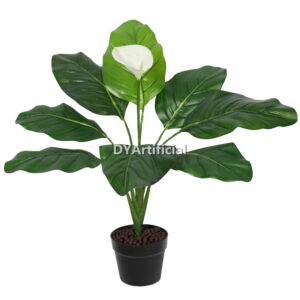 Premium Artificial White Lily Flower Green Leaf Plants 70CM Indoor