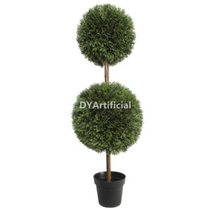 120CM Height Artificial Cedar Cypress Double Ball Tree with Steel Pipe