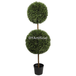 150CM Height Artificial Cedar Cypress Double Ball Tree with Steel Pipe