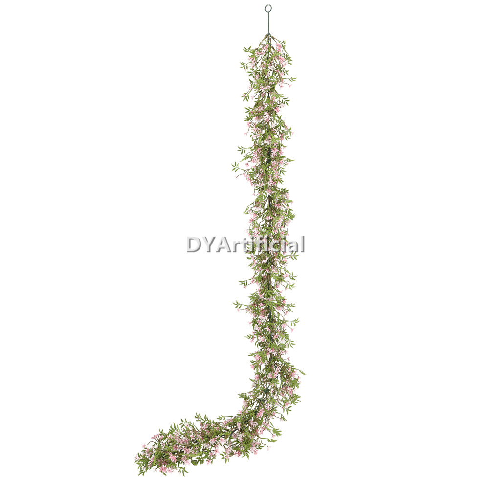 Artificial Pink Star Hanging Ivy 175CM Length UV FR