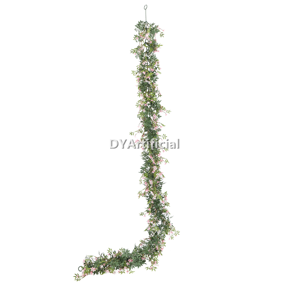 Artificial Pink Star Plus Green Leaves Hanging Ivy 175CM Length Outdoor UV