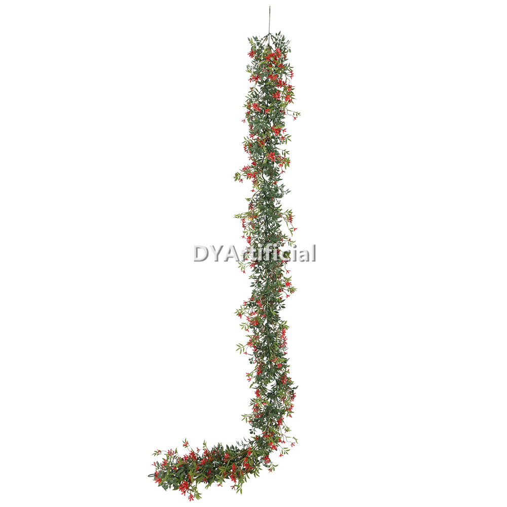 Artificial Red Star Plus Green Leaves Hanging Ivy 175CM Length Outdoor UV