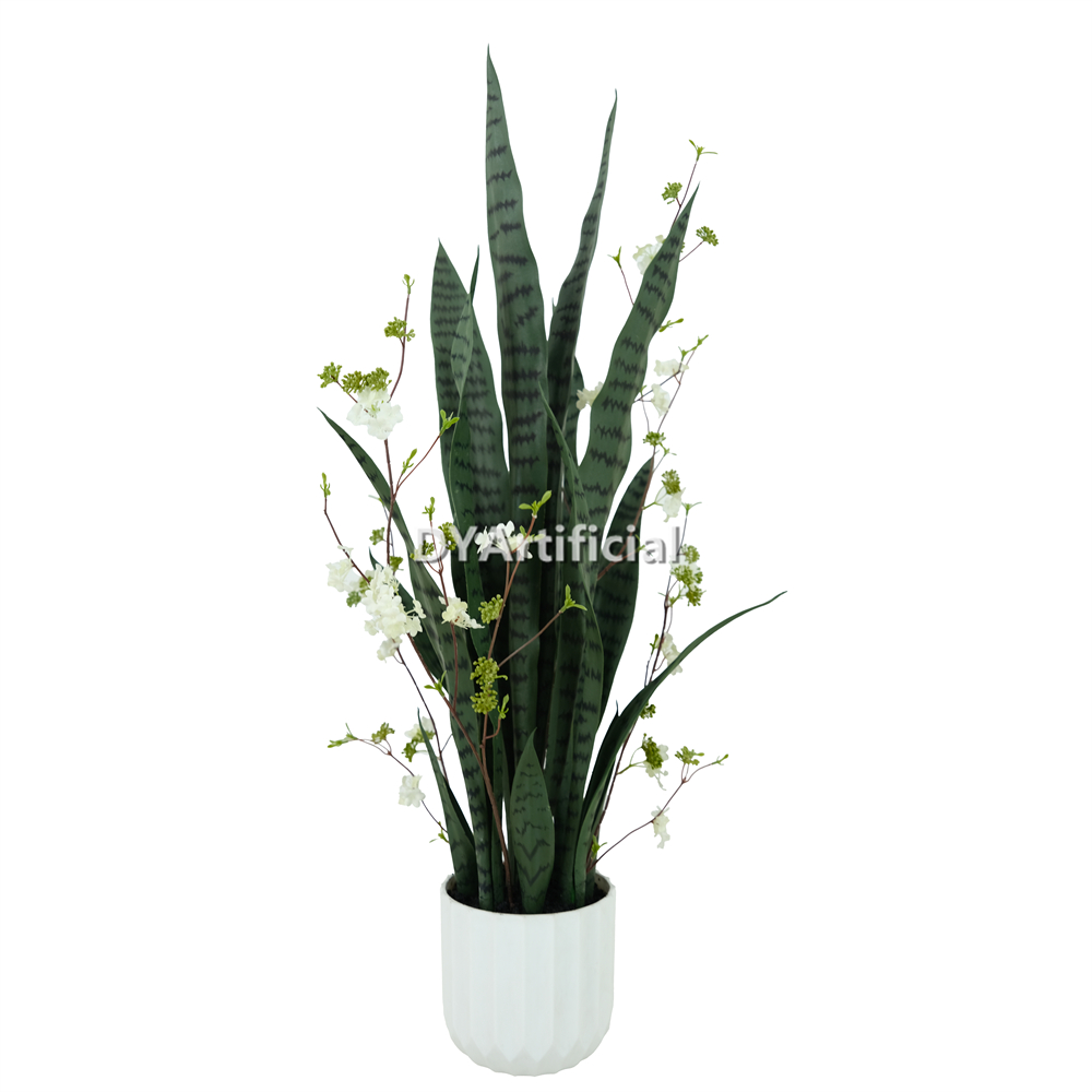 Artificial Green Snake Plants Mixed Flowers 85CM Indoor