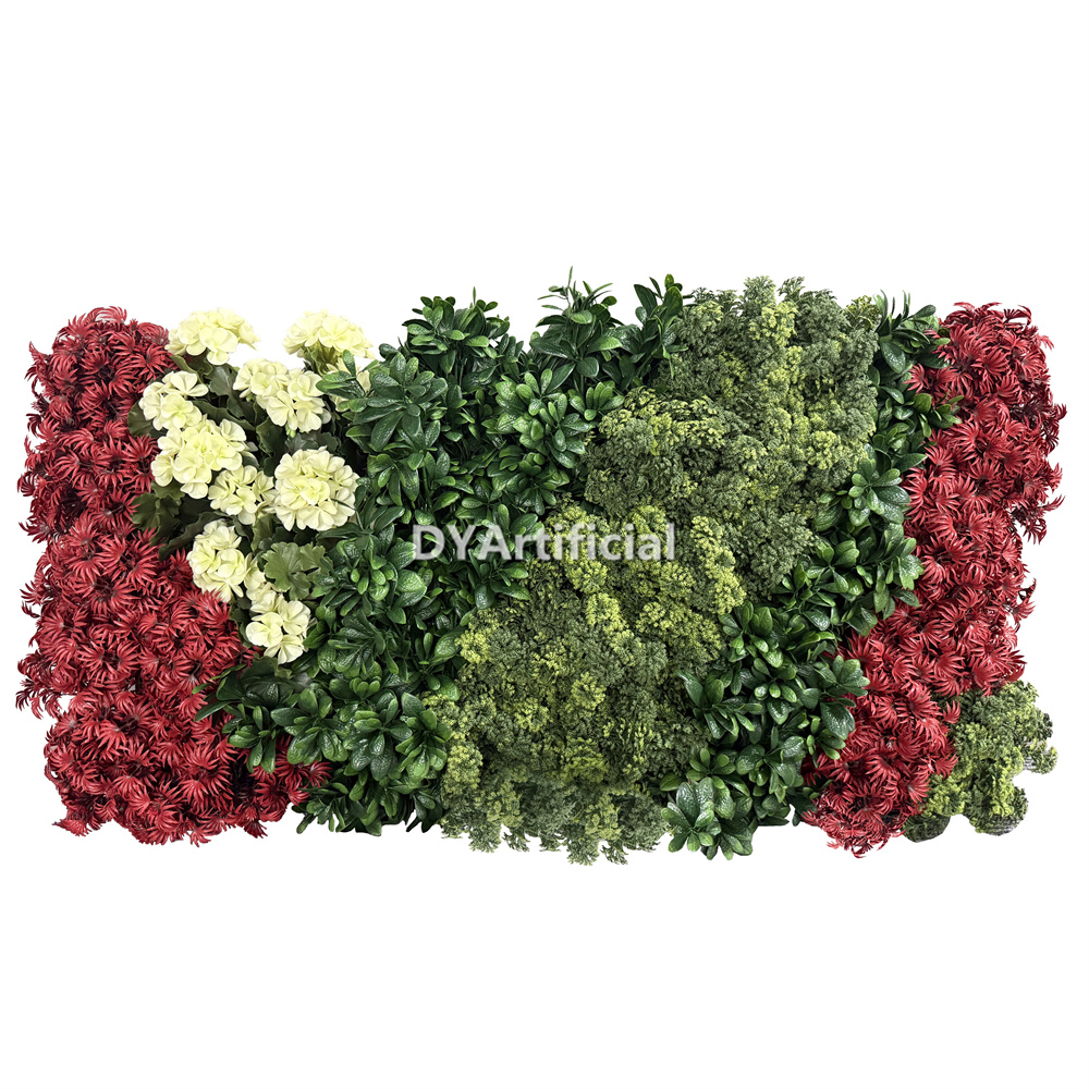 Mixed BURGUNDY Greenery with Yellow White Geranium Flowers 100x50CM UV FR
