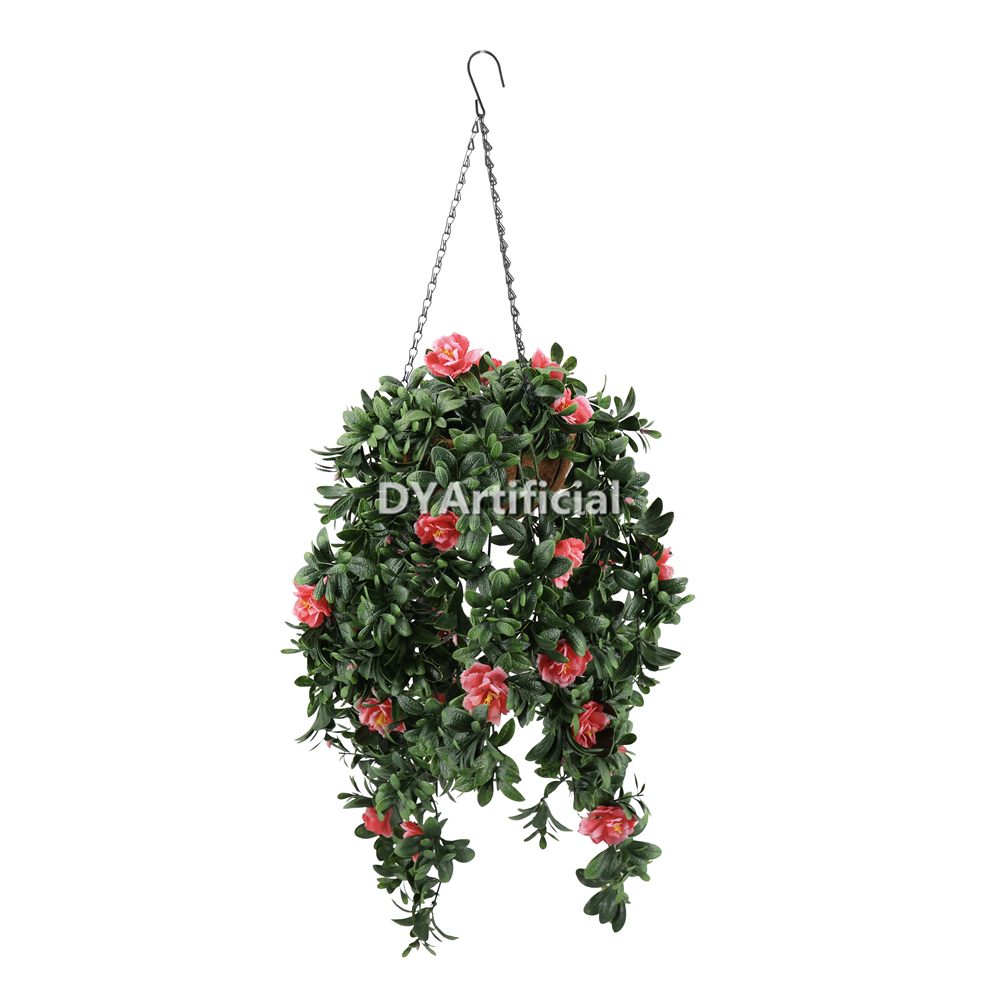 Azalea Hanging Basket with Red Flowers 110CM UV Protected