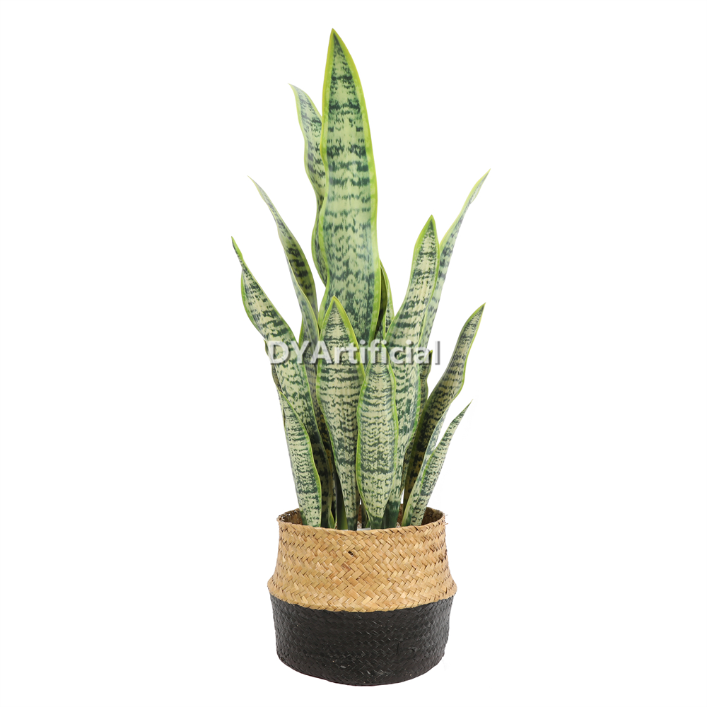 Artificial Agave Sansevieria Snake Plants Green 80CM Height Indoor with Woven Pot