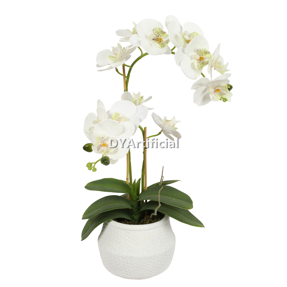 Artificial Butterfly Orchid In Concret Cement Pot 57CM Height