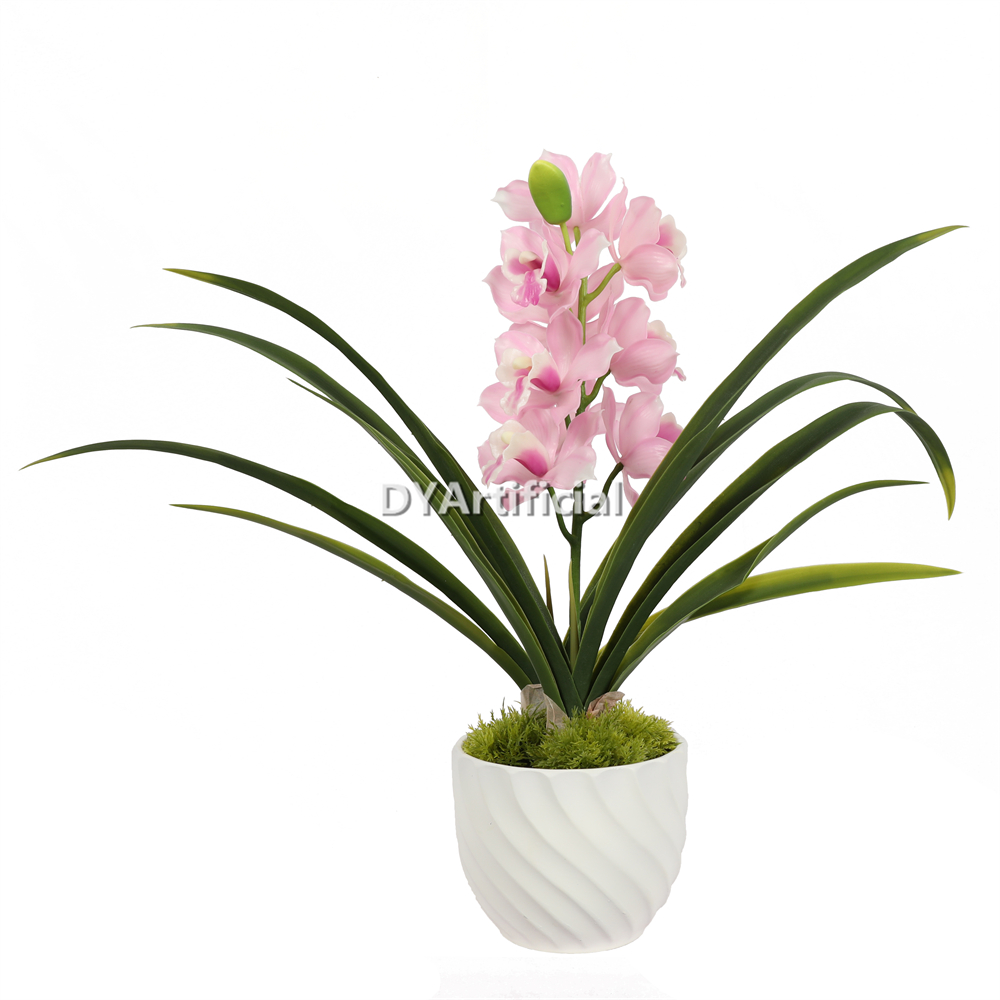 Artificial Orchids In A Ceramic Basin 48CM Height