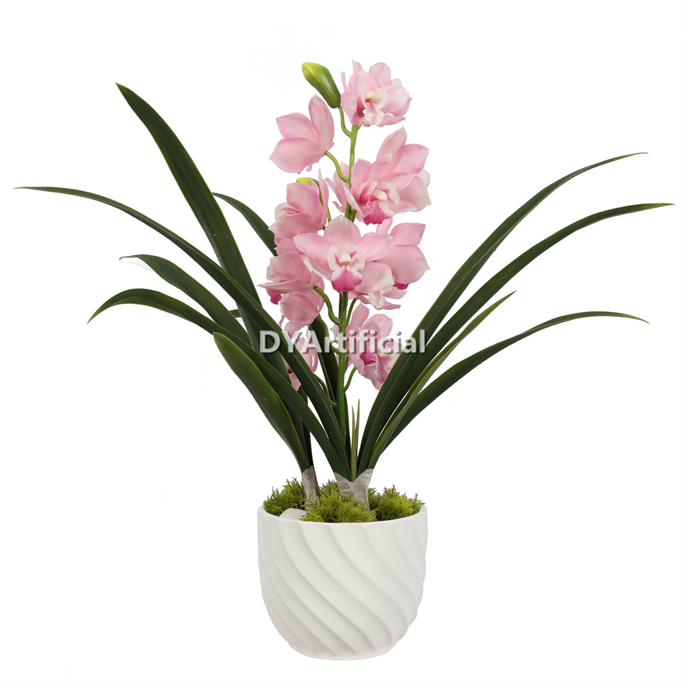 Artificial Orchids In A Ceramic Basin 61CM Height