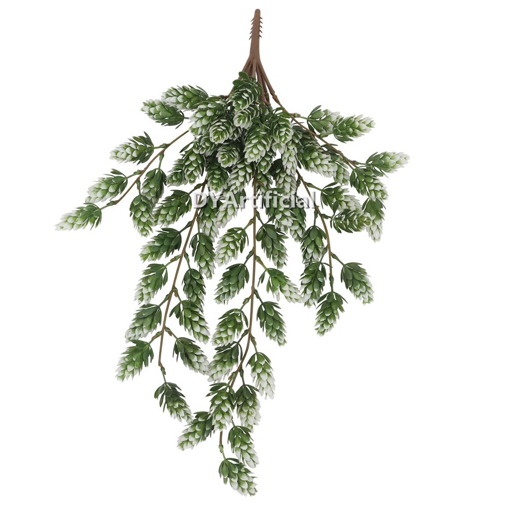 Artificial Pine Fruit Hanging 52CM Length White Green