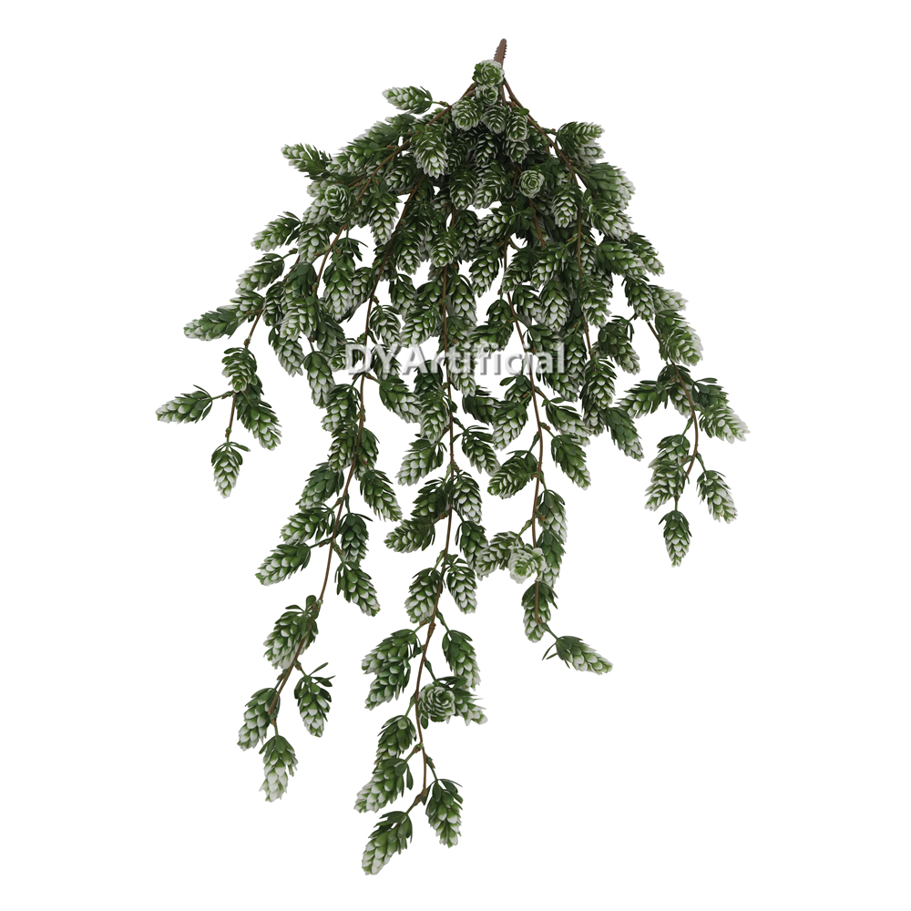 Artificial Pine Fruit Hanging 90CM Length White Green