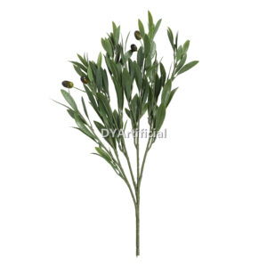 Artificial Olive Branch 46CM Length Dark Green Outdoor UV with 4 Fruits