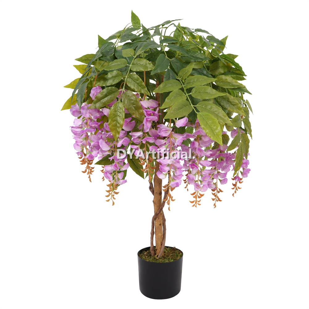 Artificial Wisteria Tree Pink Big Leaf 100CM