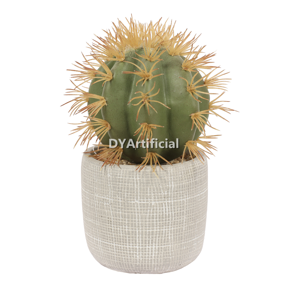 Artificial Prickly Pear In A Cement Pot 15CM Height Indoor