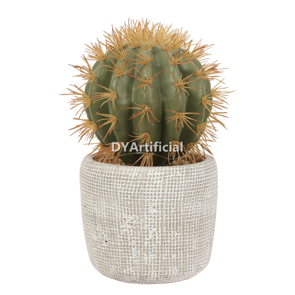 Artificial Prickly Pear In A Cement Pot 18CM Height Indoor