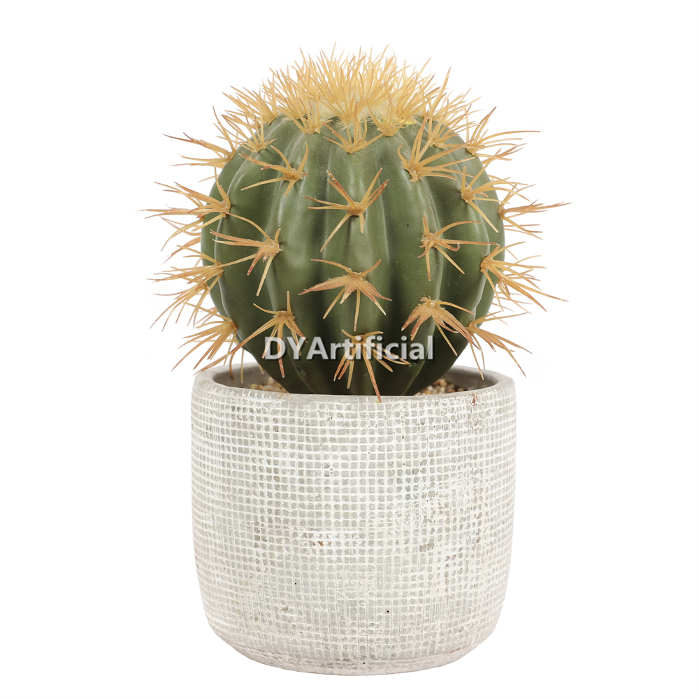 Artificial Prickly Pear In A Cement Pot 21CM Height Indoor