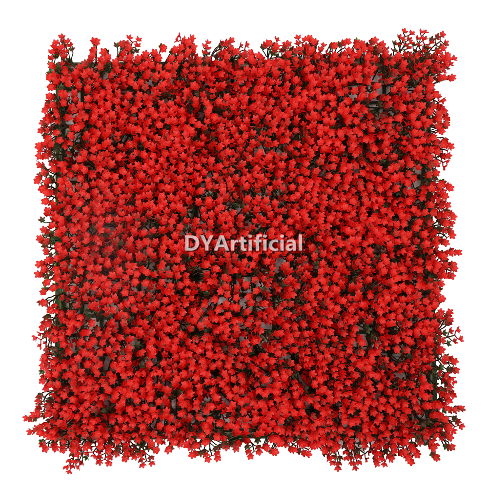 Light Red Color Babysbreath Leaf Green Wall Panel 50x50CM