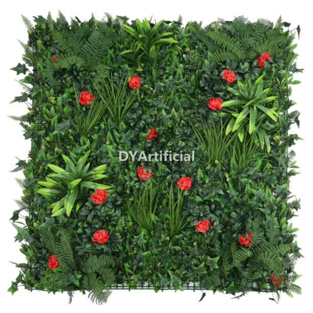 Artificial Red Elegance 100x100CM Green Wall Panel UV FR