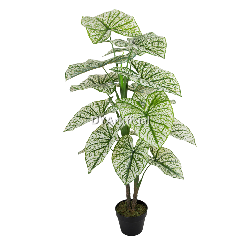 Premium Artificial Taro Tree White Green 120CM Height Indoor